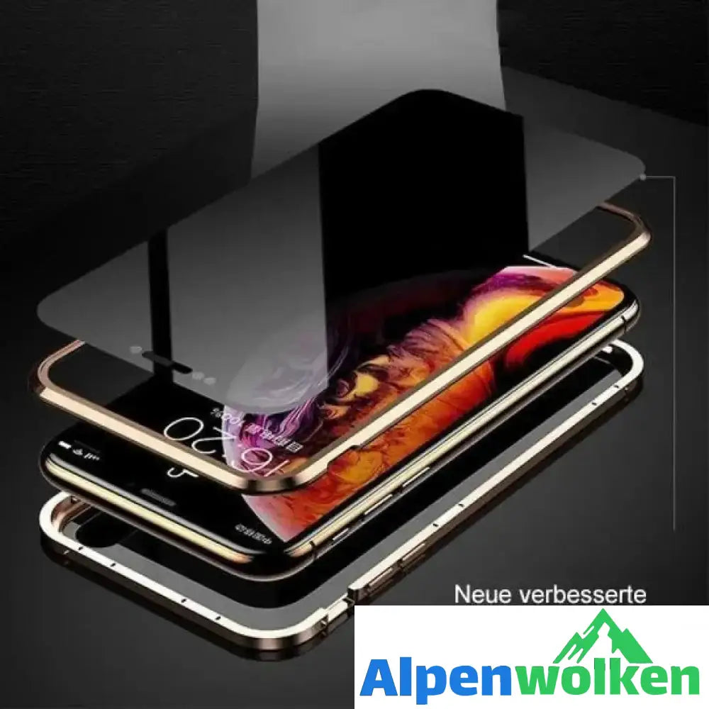 Alpenwolken - Verbesserte Anti-Peep-Magnet-Telefonhülle aus gehärtetem Glas mit zwei Seiten