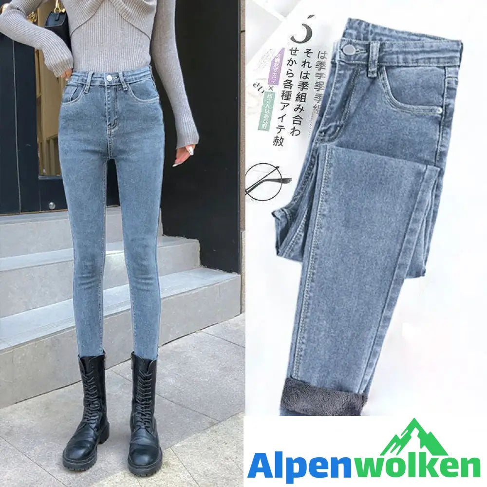 Alpenwolken - Verdickte Elastische Fleece-Bleistifthose für Damen