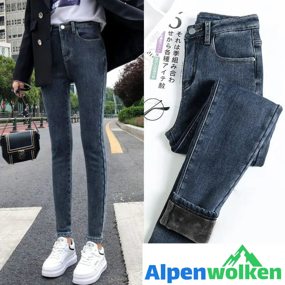 Alpenwolken - Verdickte Elastische Fleece-Bleistifthose für Damen