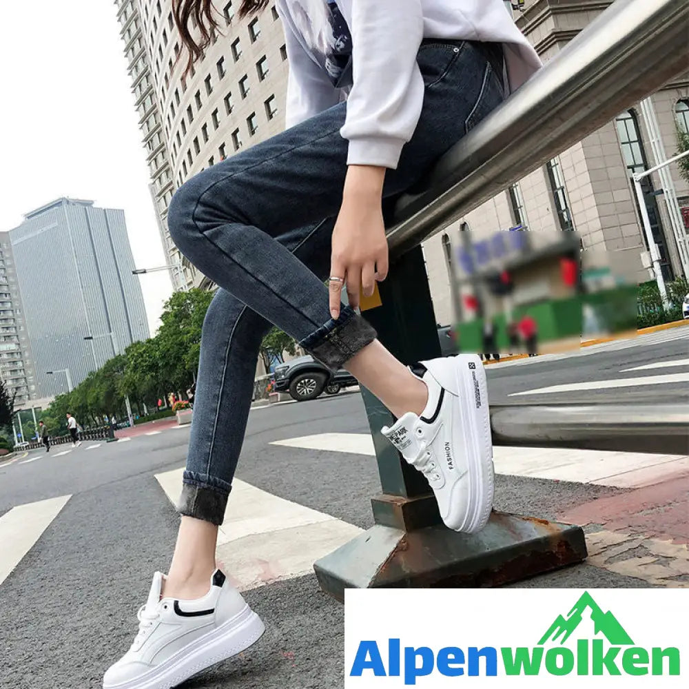 Alpenwolken - Verdickte Elastische Fleece-Bleistifthose für Damen