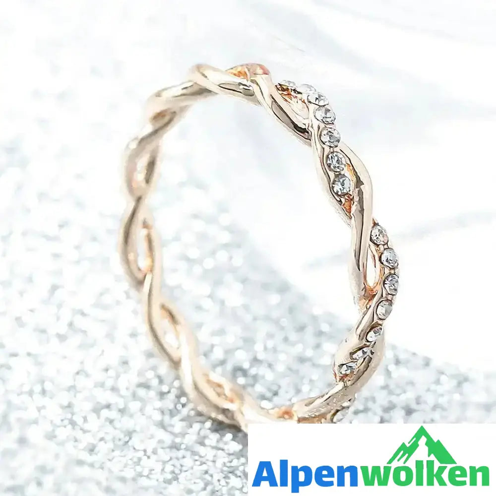 Alpenwolken - Verdrehen-Ring，Twist-Ring，Diamant-Ring Rotgold