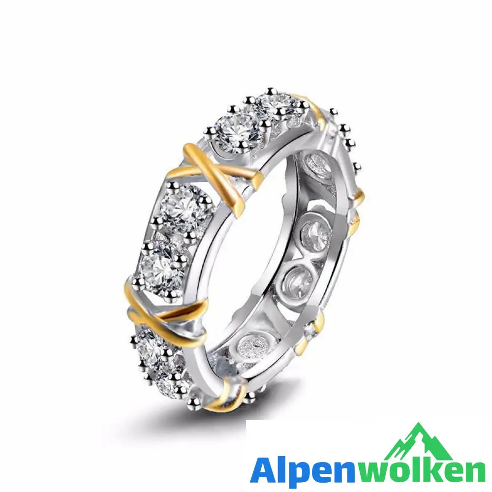 Alpenwolken - Vergoldeter dichroitisch eingelegter Zirkonring