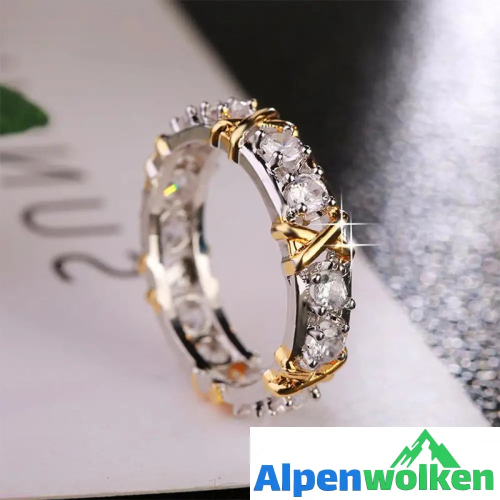 Alpenwolken - Vergoldeter dichroitisch eingelegter Zirkonring