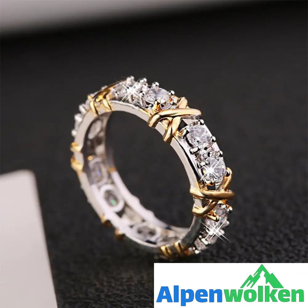 Alpenwolken - Vergoldeter dichroitisch eingelegter Zirkonring