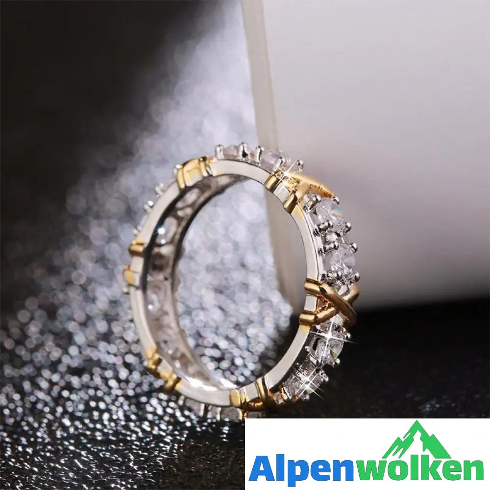 Alpenwolken - Vergoldeter dichroitisch eingelegter Zirkonring