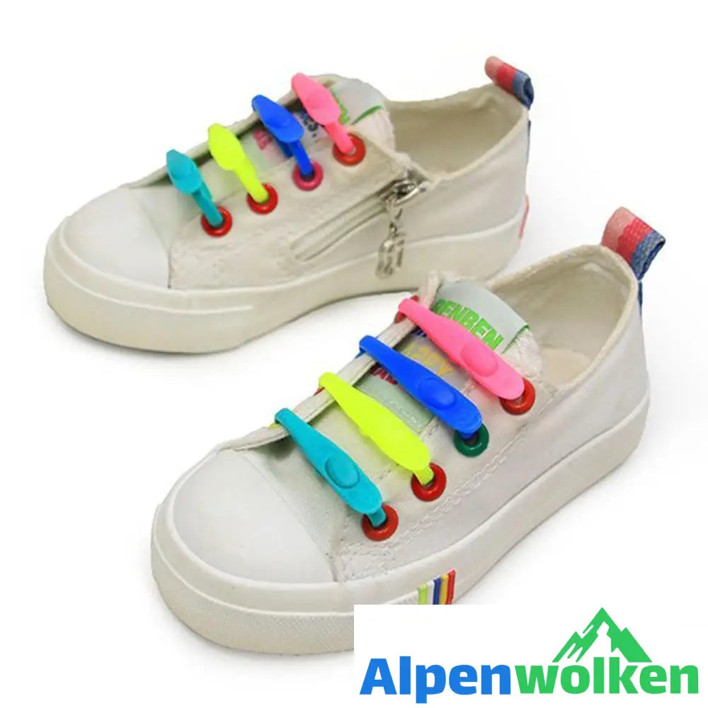 Alpenwolken - Verstellbare Silikon- Schnürsenkel mit zwei Löcher, 14pcs