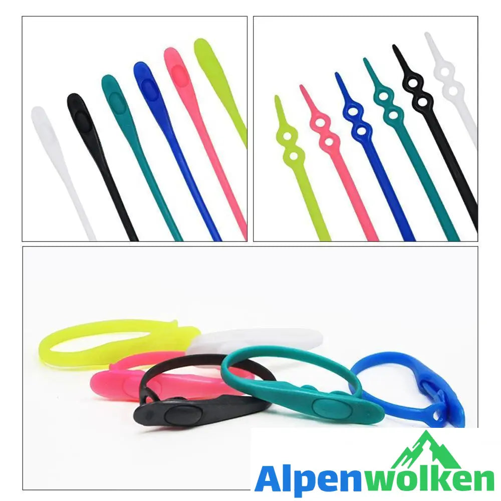 Alpenwolken - Verstellbare Silikon- Schnürsenkel mit zwei Löcher, 14pcs