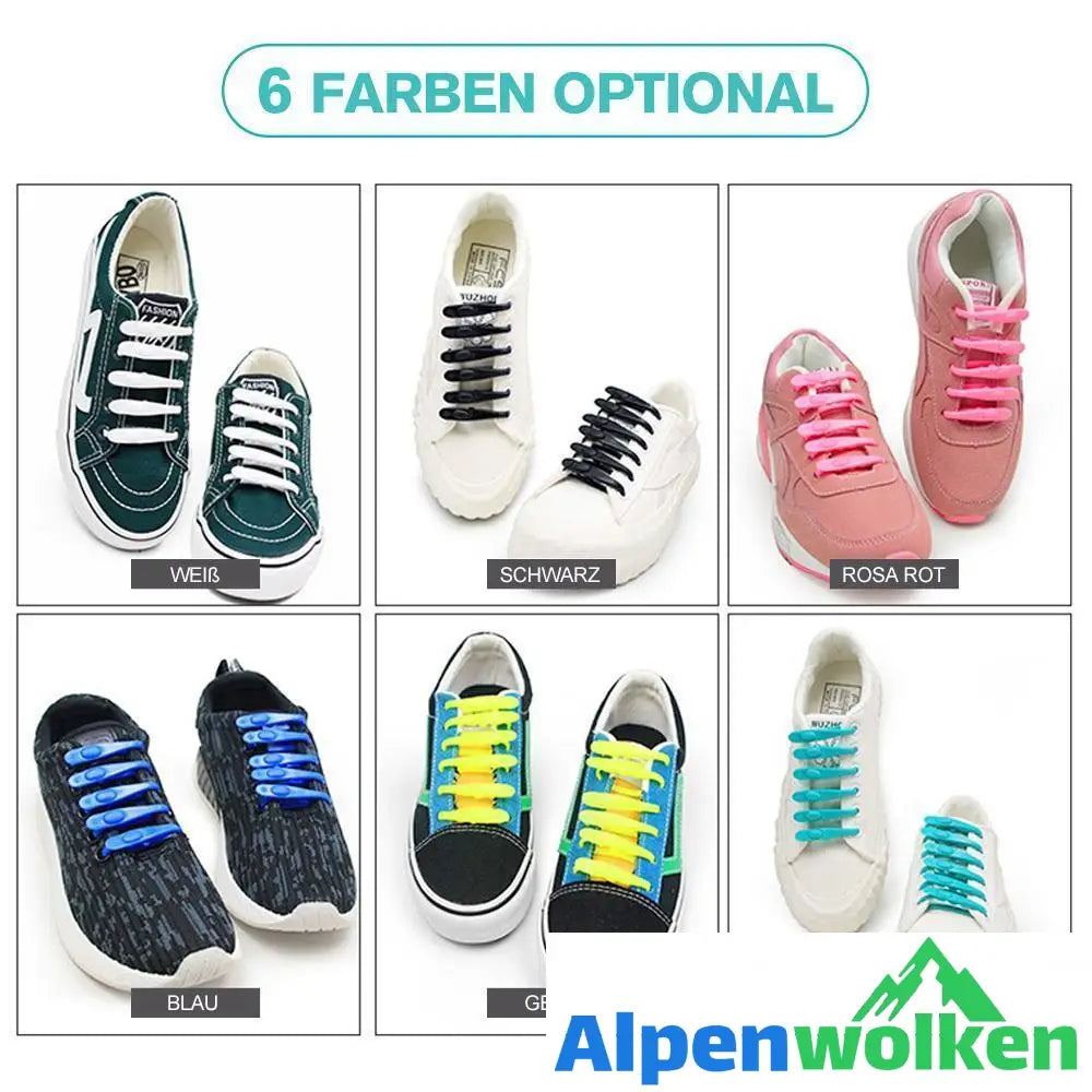 Alpenwolken - Verstellbare Silikon- Schnürsenkel mit zwei Löcher, 14pcs