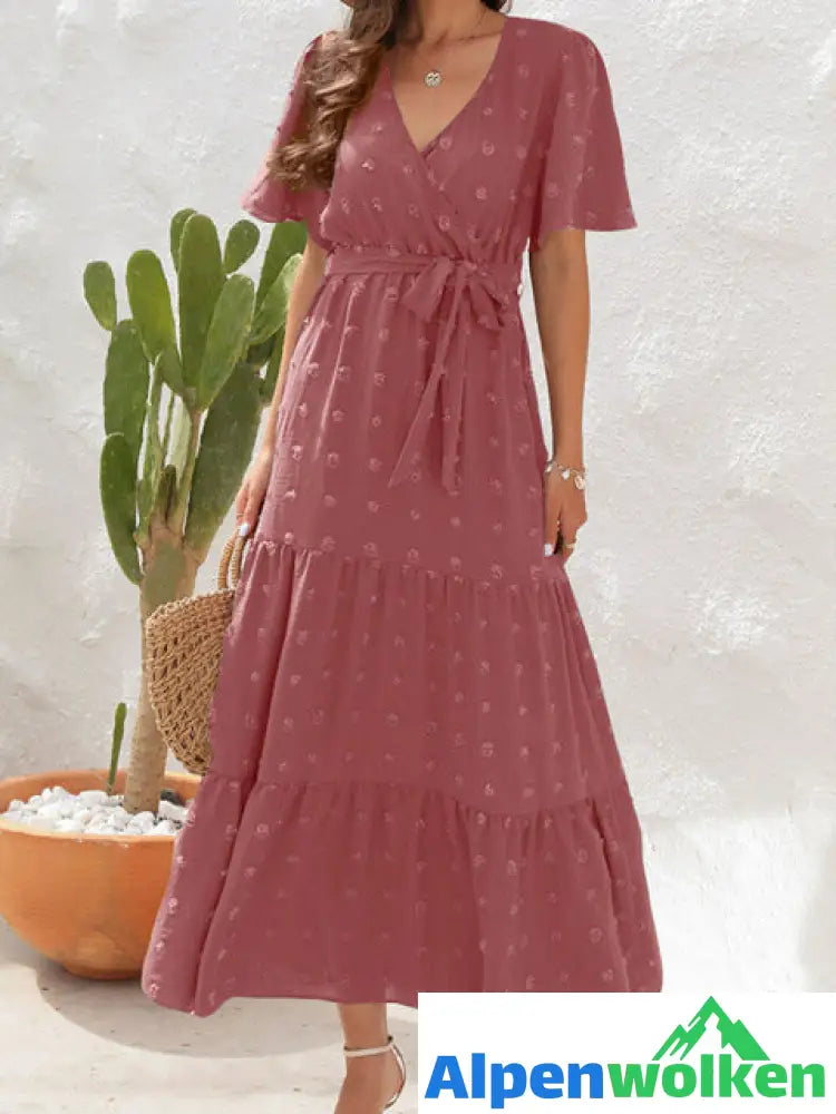 Alpenwolken - Victoria Kurzarm-Freizeitkleid Rosa