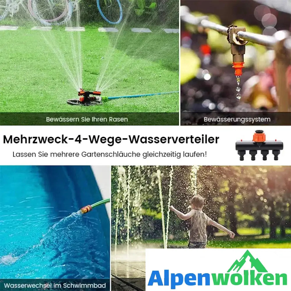 Alpenwolken - Vierwege-Ventilumsteller für den Außenbereich mit Schalter