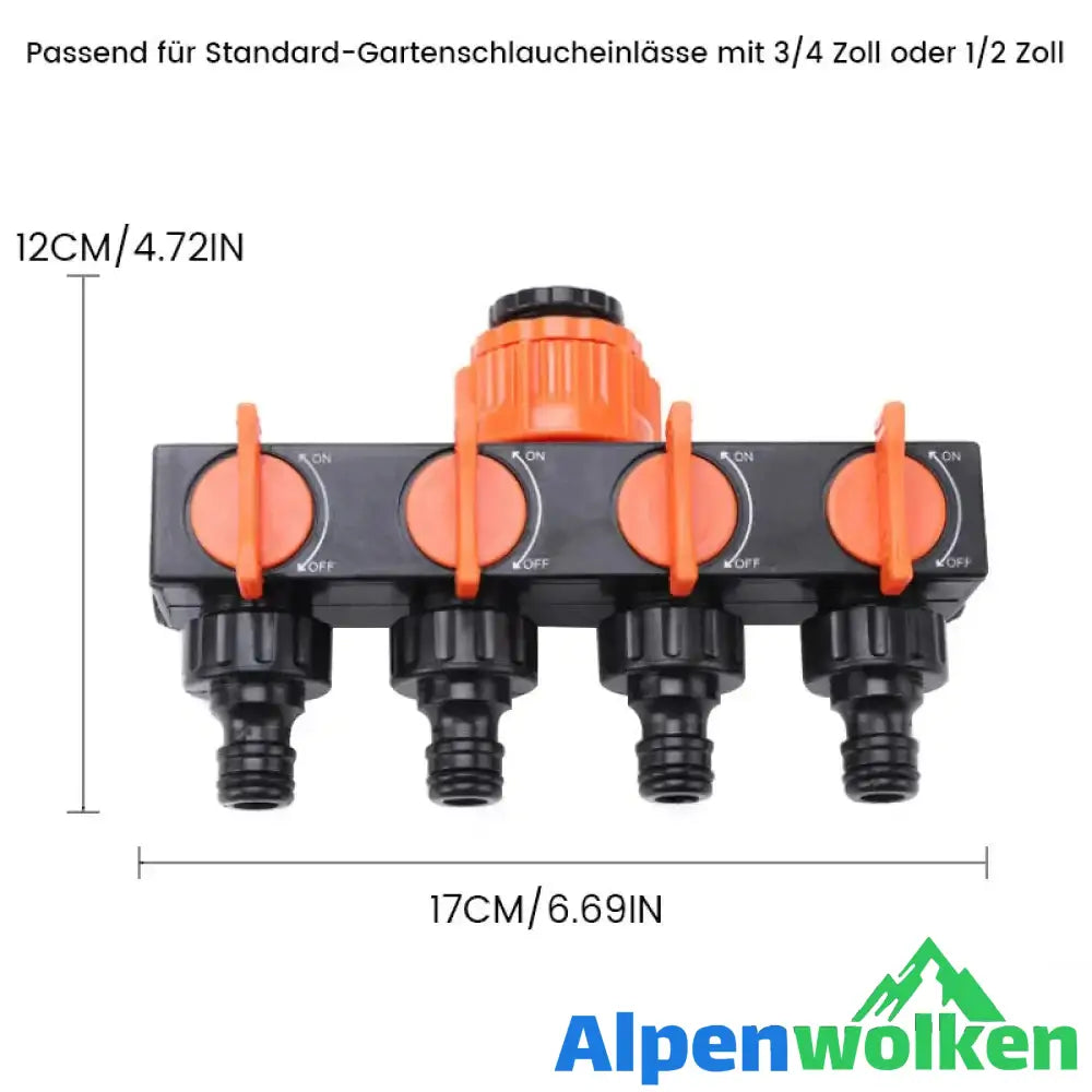 Alpenwolken - Vierwege-Ventilumsteller für den Außenbereich mit Schalter