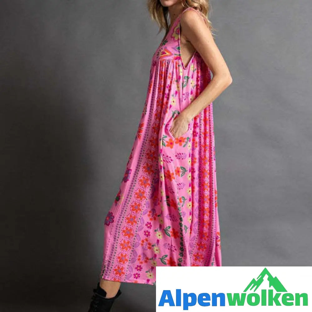 Alpenwolken - Vintage Bedruckter Ärmelloser Jumpsuit