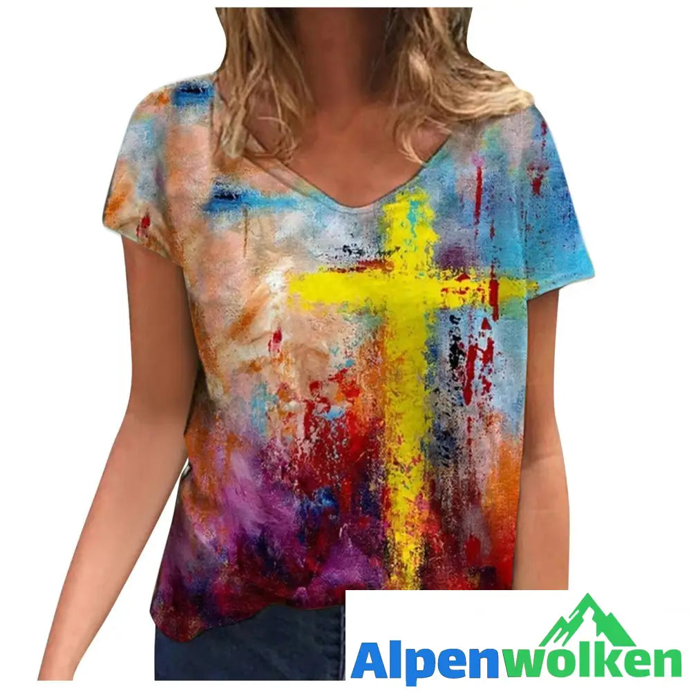 Alpenwolken - Vintage Cross Grafik-T-Shirts Gelb