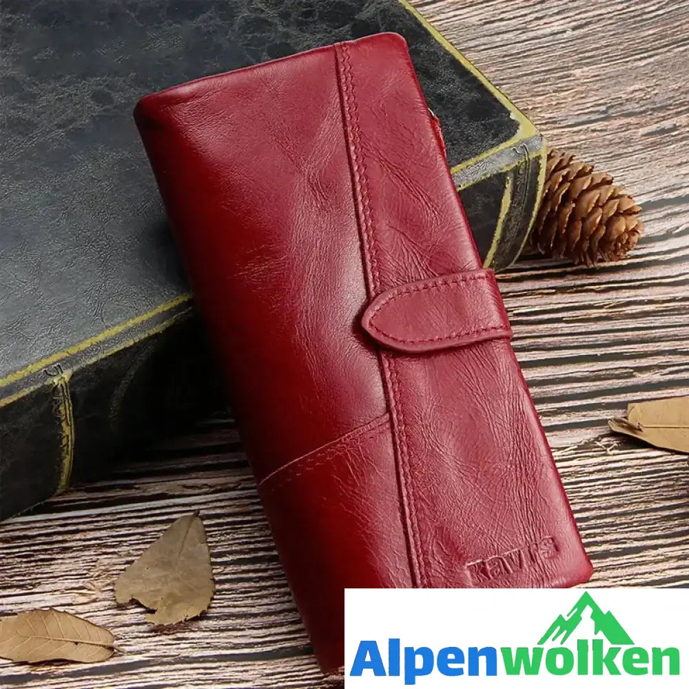 Alpenwolken - Vintage Damengeldbörse aus echtem Leder mit großem Fassungsvermögen