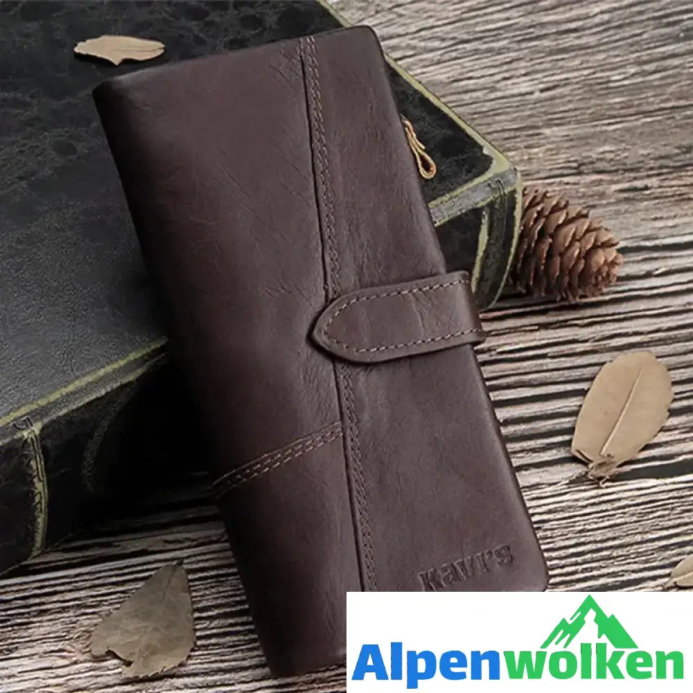 Alpenwolken - Vintage Damengeldbörse aus echtem Leder mit großem Fassungsvermögen