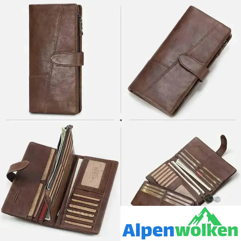 Alpenwolken - Vintage Damengeldbörse aus echtem Leder mit großem Fassungsvermögen