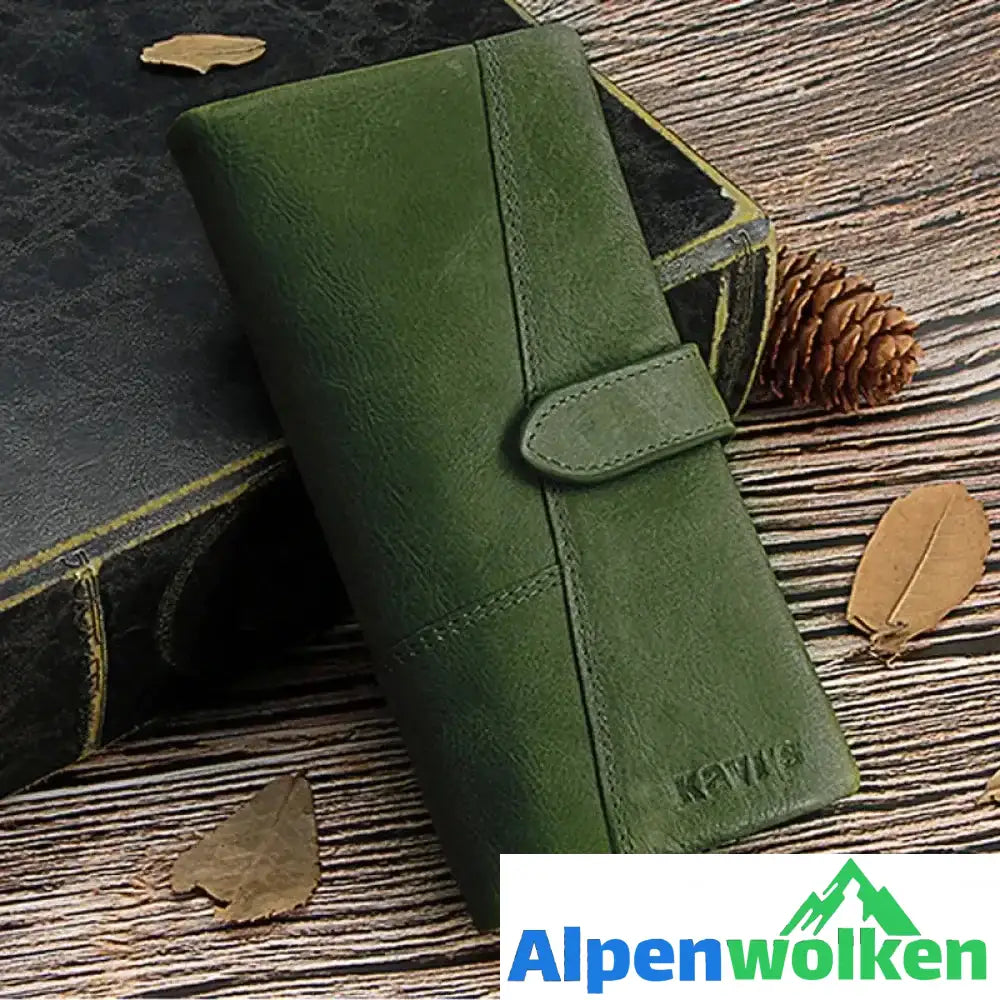 Alpenwolken - Vintage Damengeldbörse aus echtem Leder mit großem Fassungsvermögen