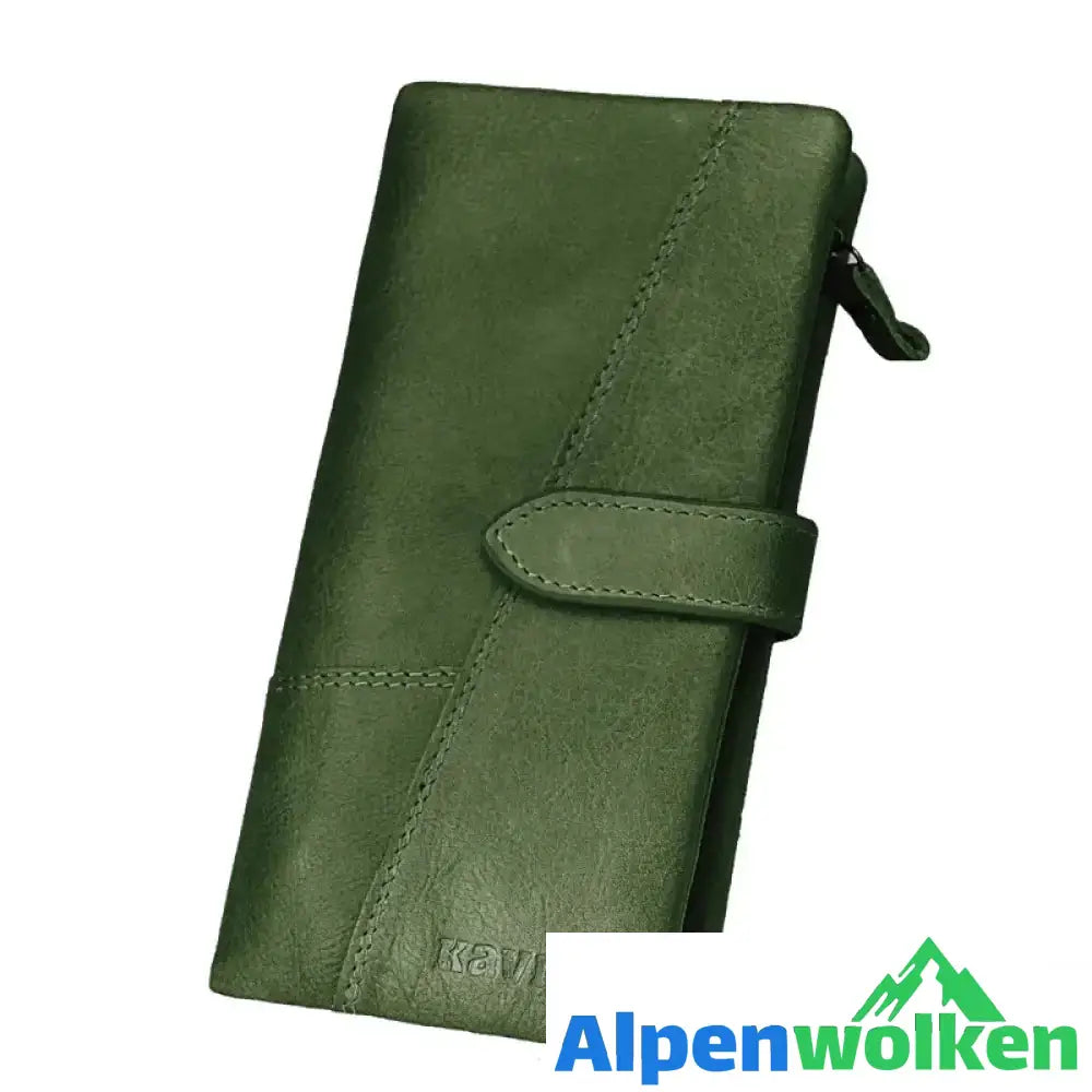 Alpenwolken - Vintage Damengeldbörse aus echtem Leder mit großem Fassungsvermögen Grün