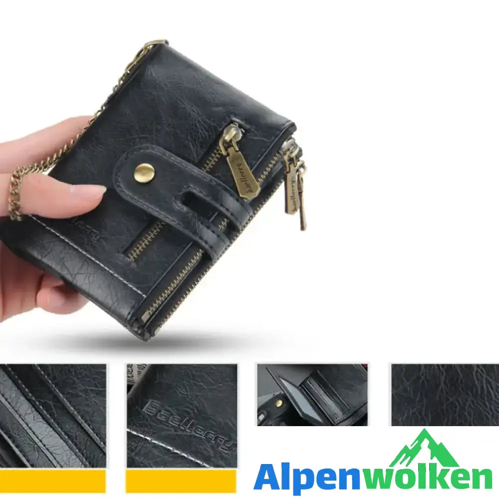 Alpenwolken - Vintage Doppelreißverschluss Brieftasche mit mehreren Kartenfächern für Herren