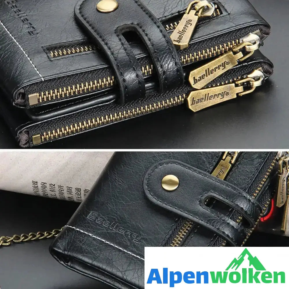 Alpenwolken - Vintage Doppelreißverschluss Brieftasche mit mehreren Kartenfächern für Herren