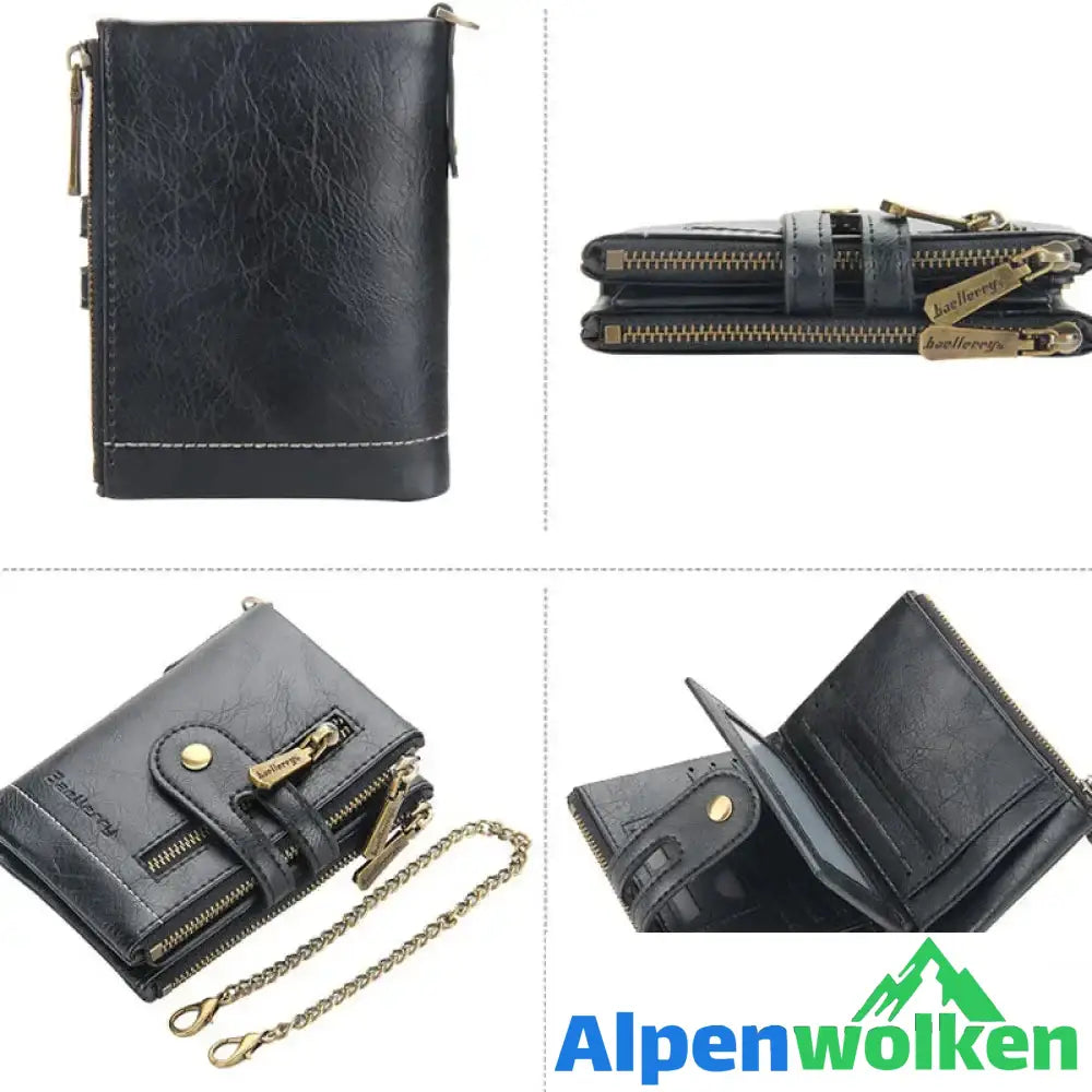 Alpenwolken - Vintage Doppelreißverschluss Brieftasche mit mehreren Kartenfächern für Herren