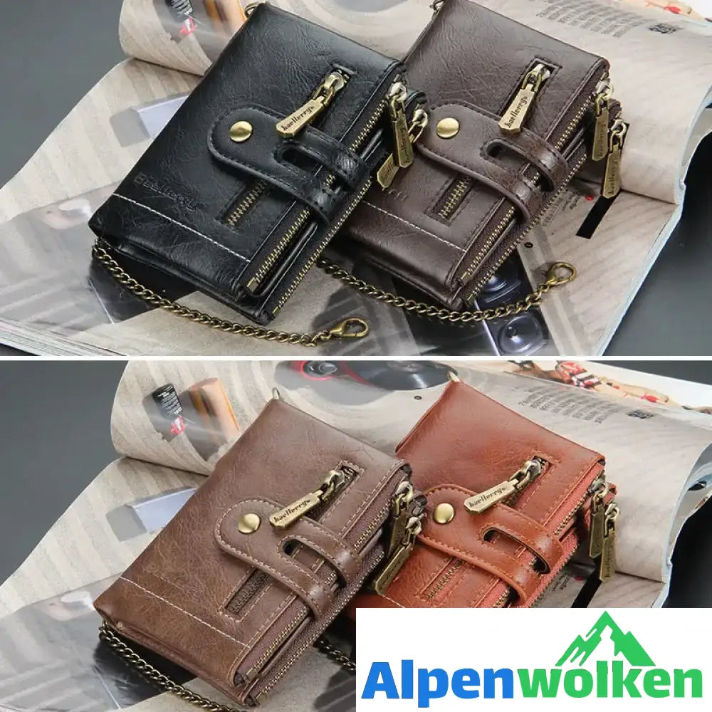 Alpenwolken - Vintage Doppelreißverschluss Brieftasche mit mehreren Kartenfächern für Herren