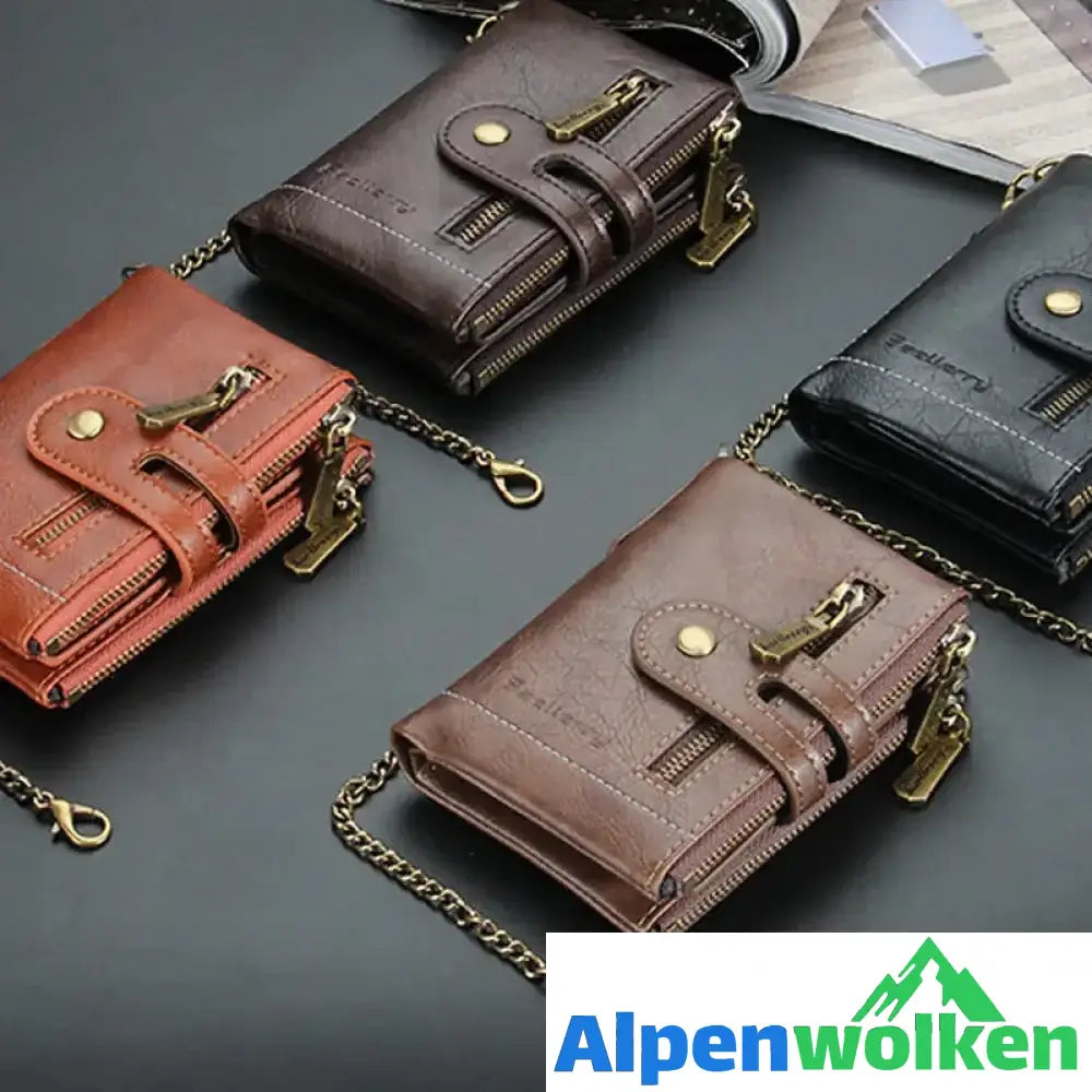 Alpenwolken - Vintage Doppelreißverschluss Brieftasche mit mehreren Kartenfächern für Herren