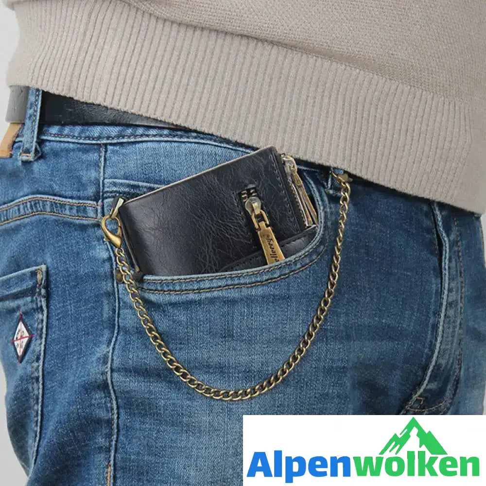 Alpenwolken - Vintage Doppelreißverschluss Brieftasche mit mehreren Kartenfächern für Herren