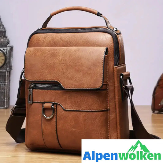 Alpenwolken - Vintage-Leder-Umhängetasche für Herren