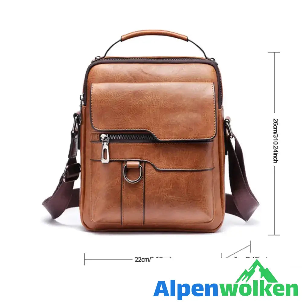 Alpenwolken - Vintage-Leder-Umhängetasche für Herren