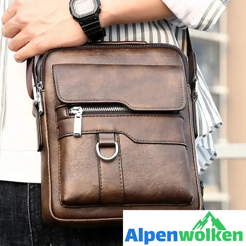 Alpenwolken - Vintage-Leder-Umhängetasche für Herren