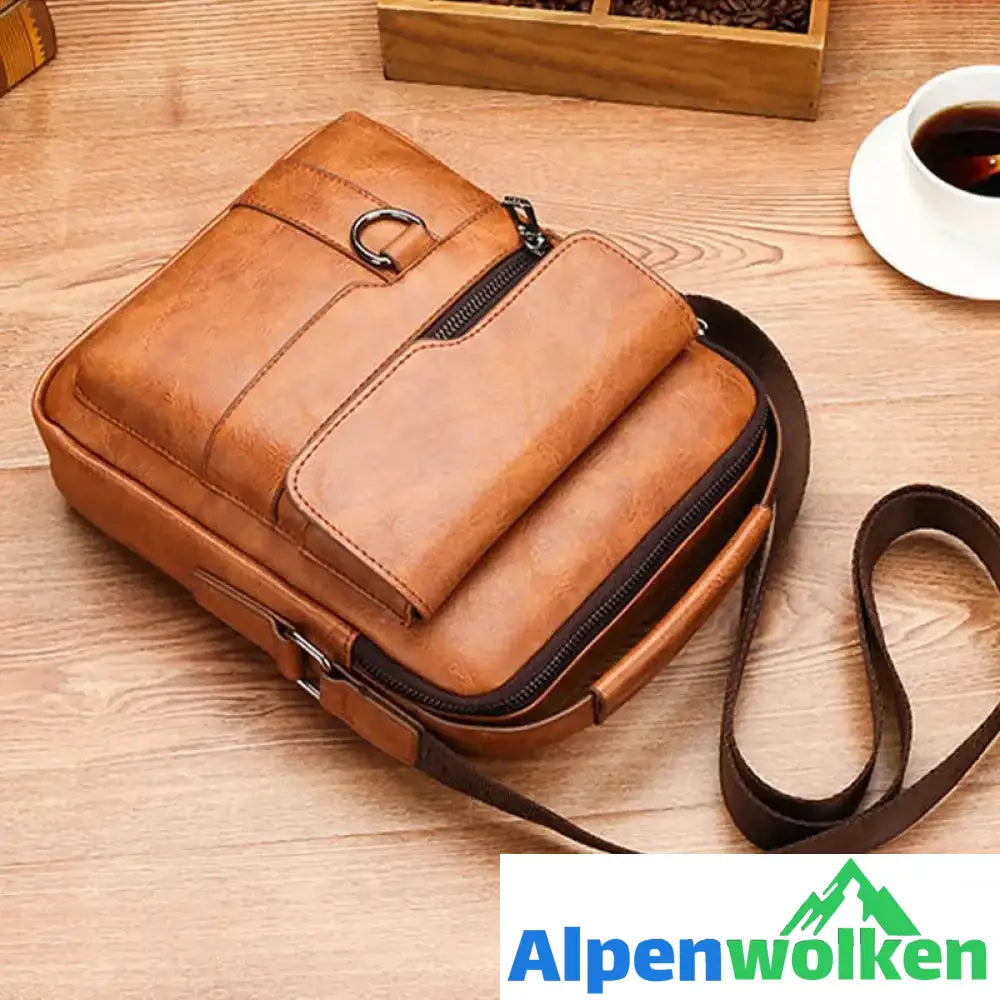 Alpenwolken - Vintage-Leder-Umhängetasche für Herren