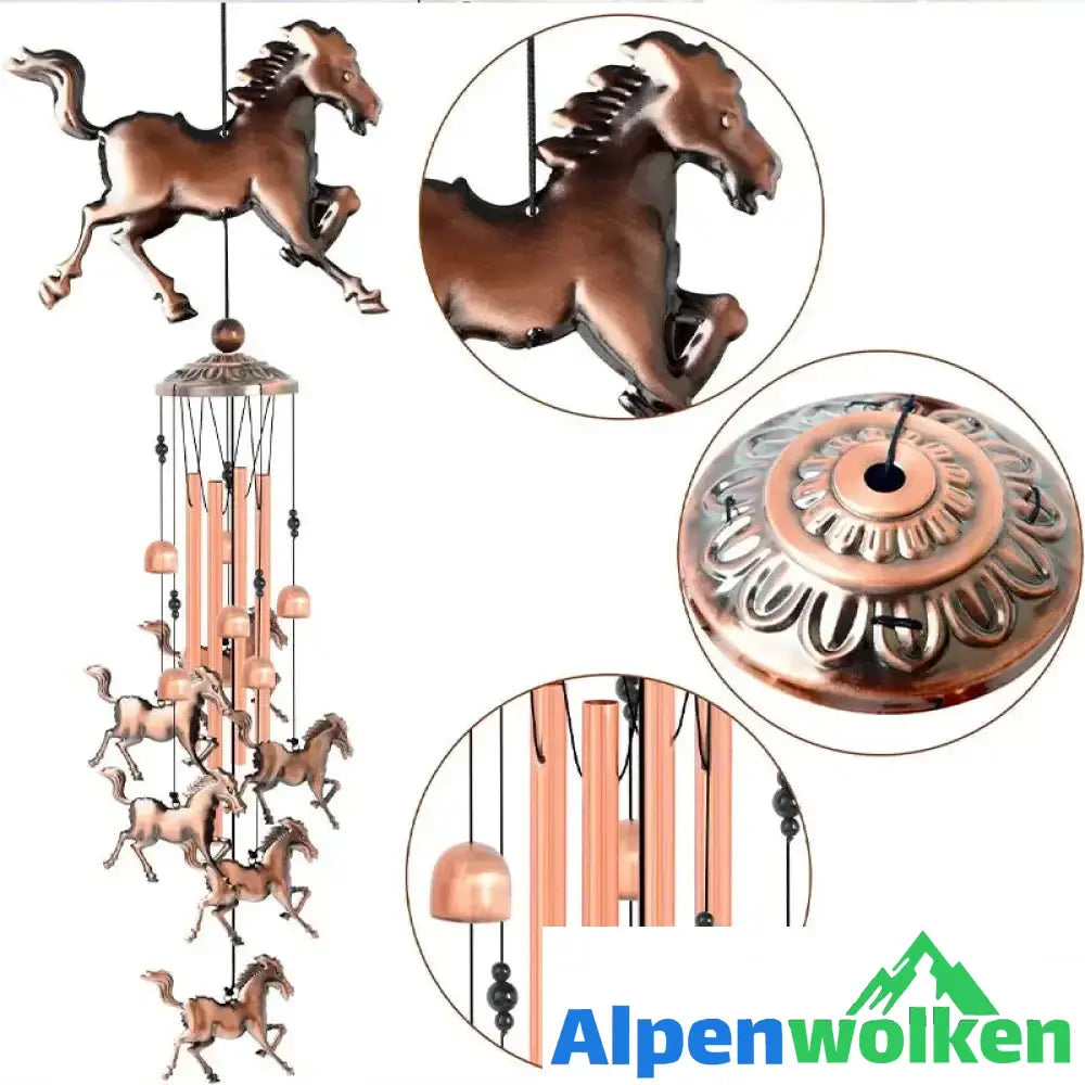 Alpenwolken - Vintage Metall Messing Pferd Windspiele