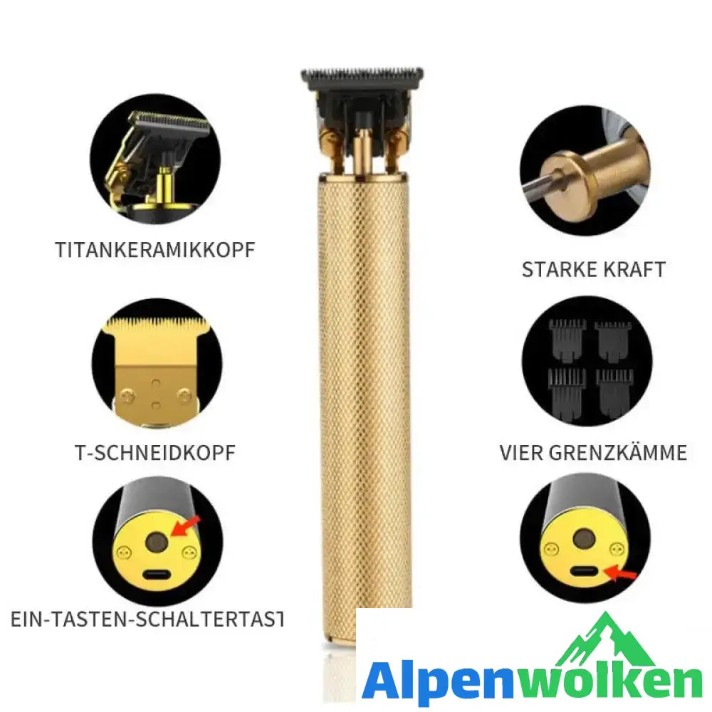 Alpenwolken - 🎁Vintage Ölkopf Farbverlauf Gravur elektrischen Haarschneider gold