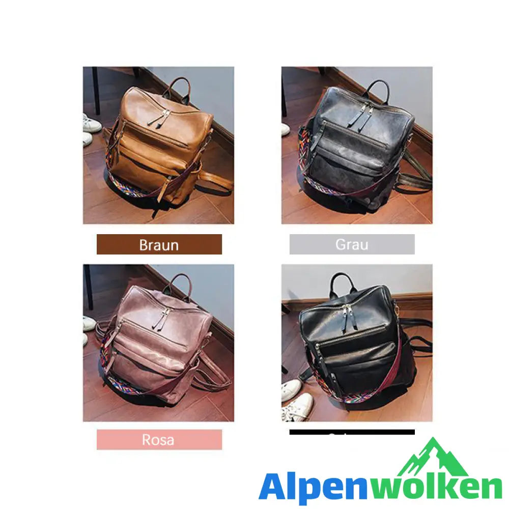 Alpenwolken - Vintage-Rucksack für Damen mit großem Fassungsvermögen