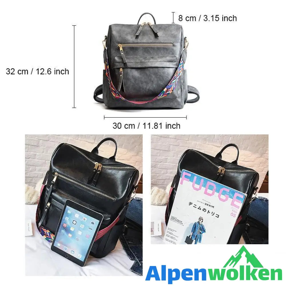 Alpenwolken - Vintage-Rucksack für Damen mit großem Fassungsvermögen