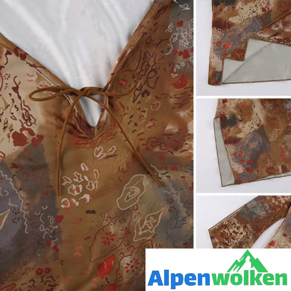 Alpenwolken - Vintage Sexy Kleid mit Schlitz und V-Ausschnitt