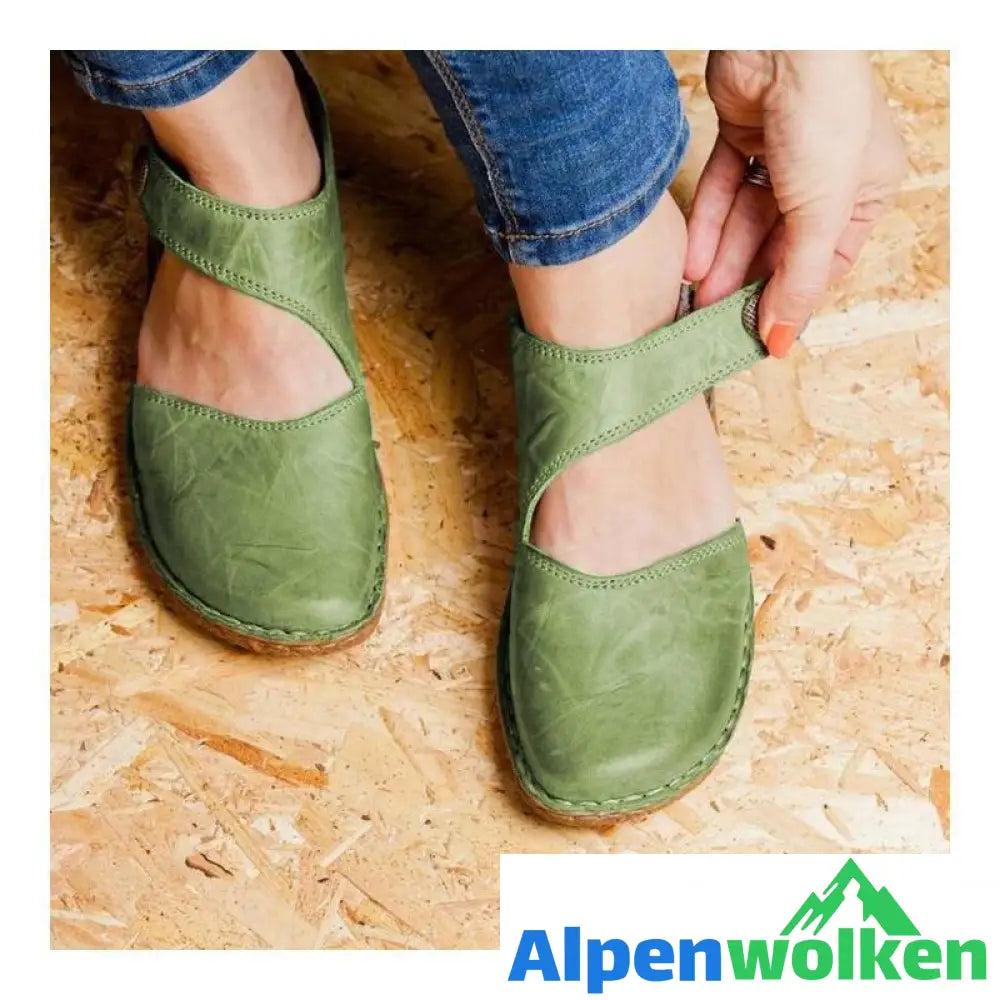 Alpenwolken - Vintage & Weiche Klett Mary Jane Sandalen