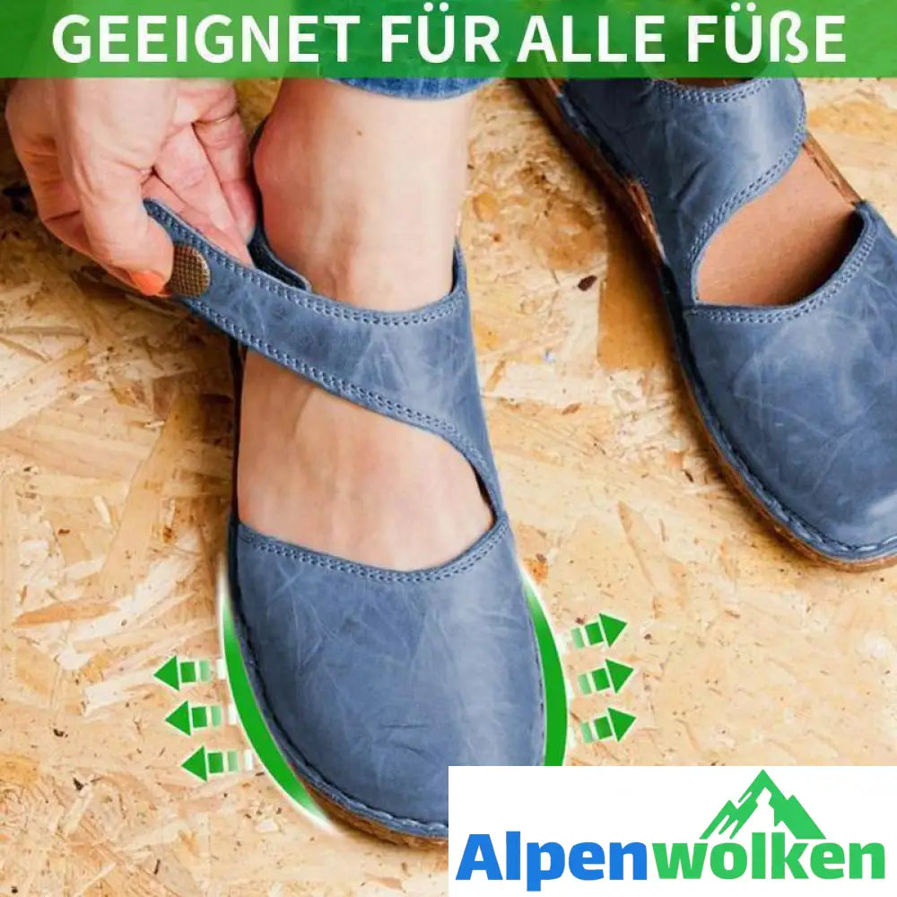 Alpenwolken - Vintage & Weiche Klett Mary Jane Sandalen