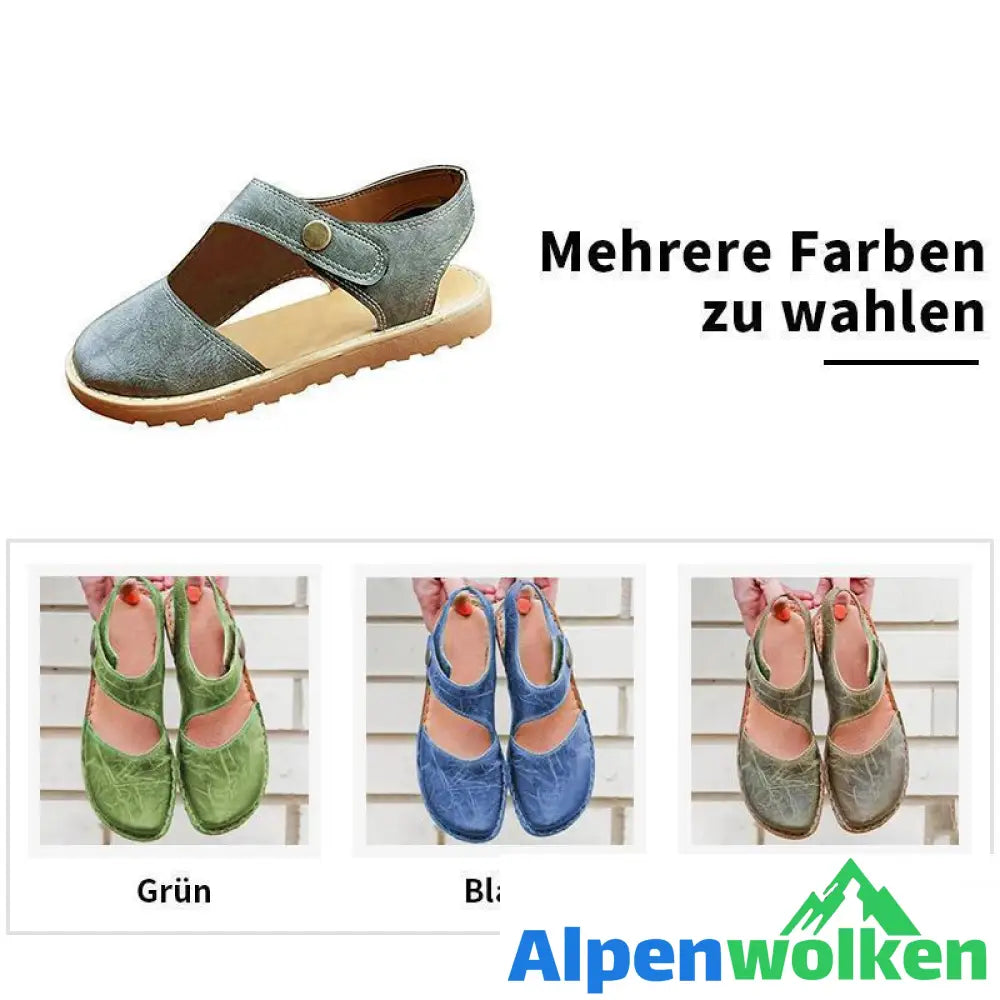 Alpenwolken - Vintage & Weiche Klett Mary Jane Sandalen