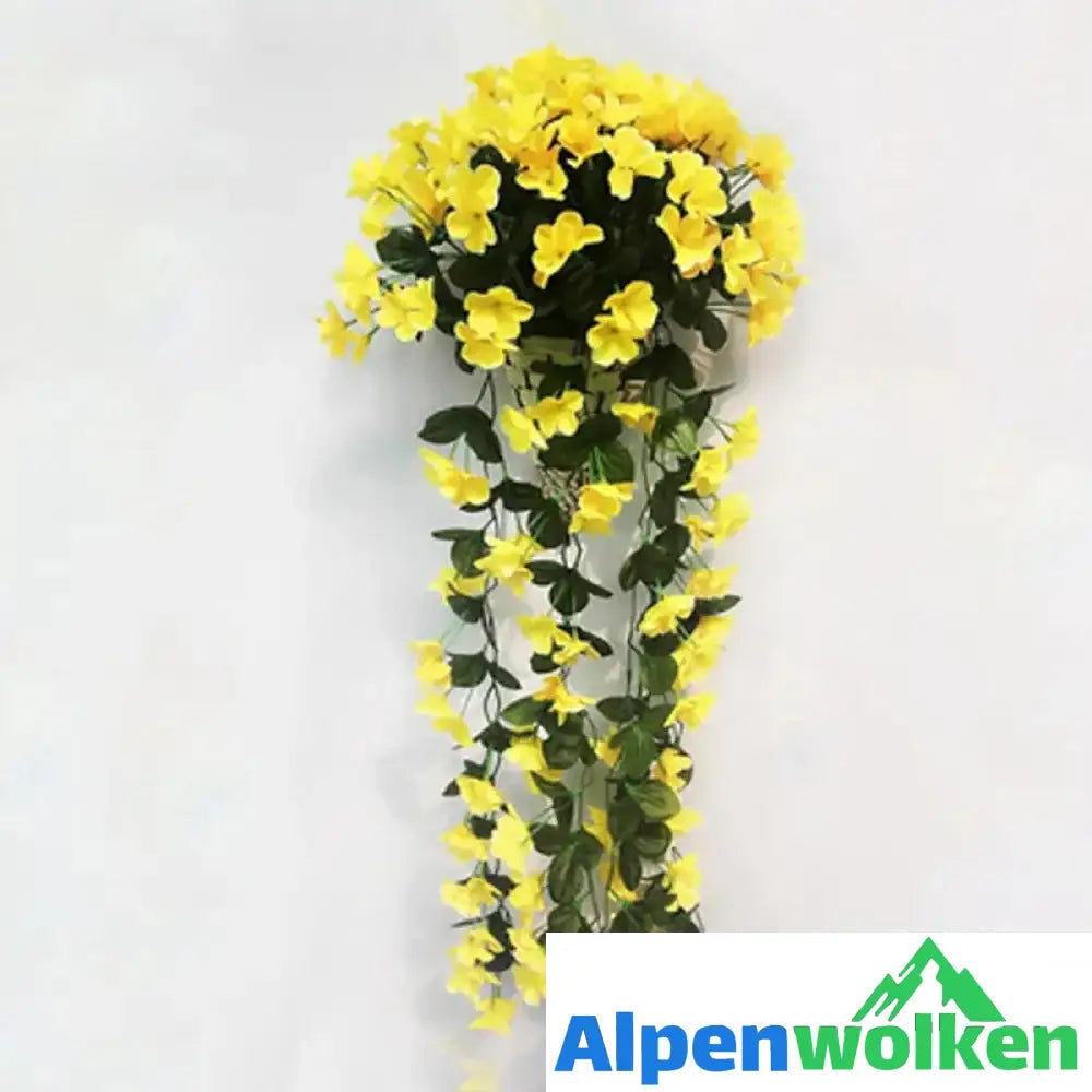 Alpenwolken - Violetter Blumenampel der Simulation gelb