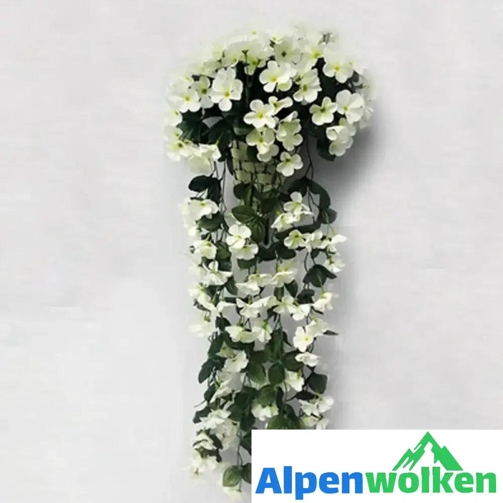 Alpenwolken - Violetter Blumenampel der Simulation weiß