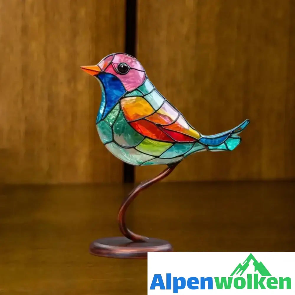 Alpenwolken - Vögel auf Zweigen Buntglasornamente