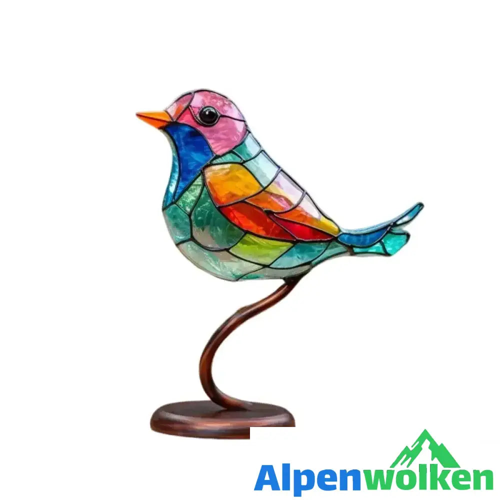 Alpenwolken - Vögel auf Zweigen Buntglasornamente A