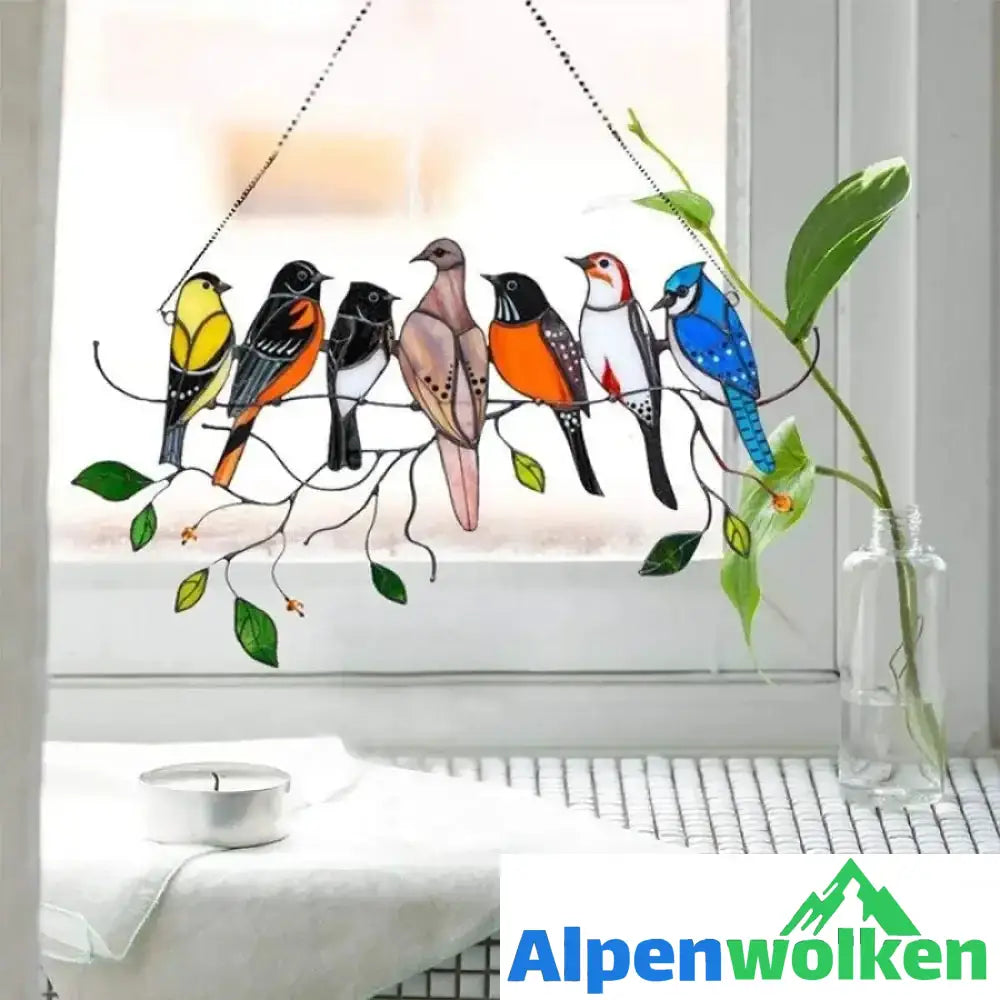 Alpenwolken - Vögel Glasmalerei Fensterbehänge