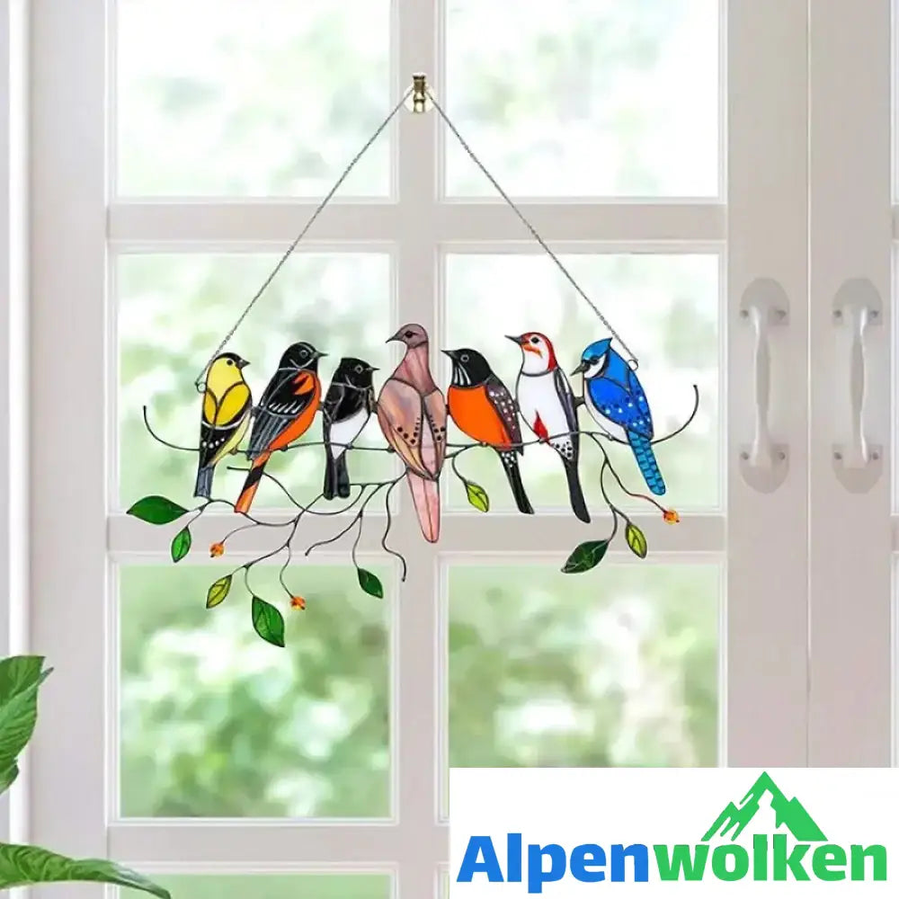 Alpenwolken - Vögel Glasmalerei Fensterbehänge