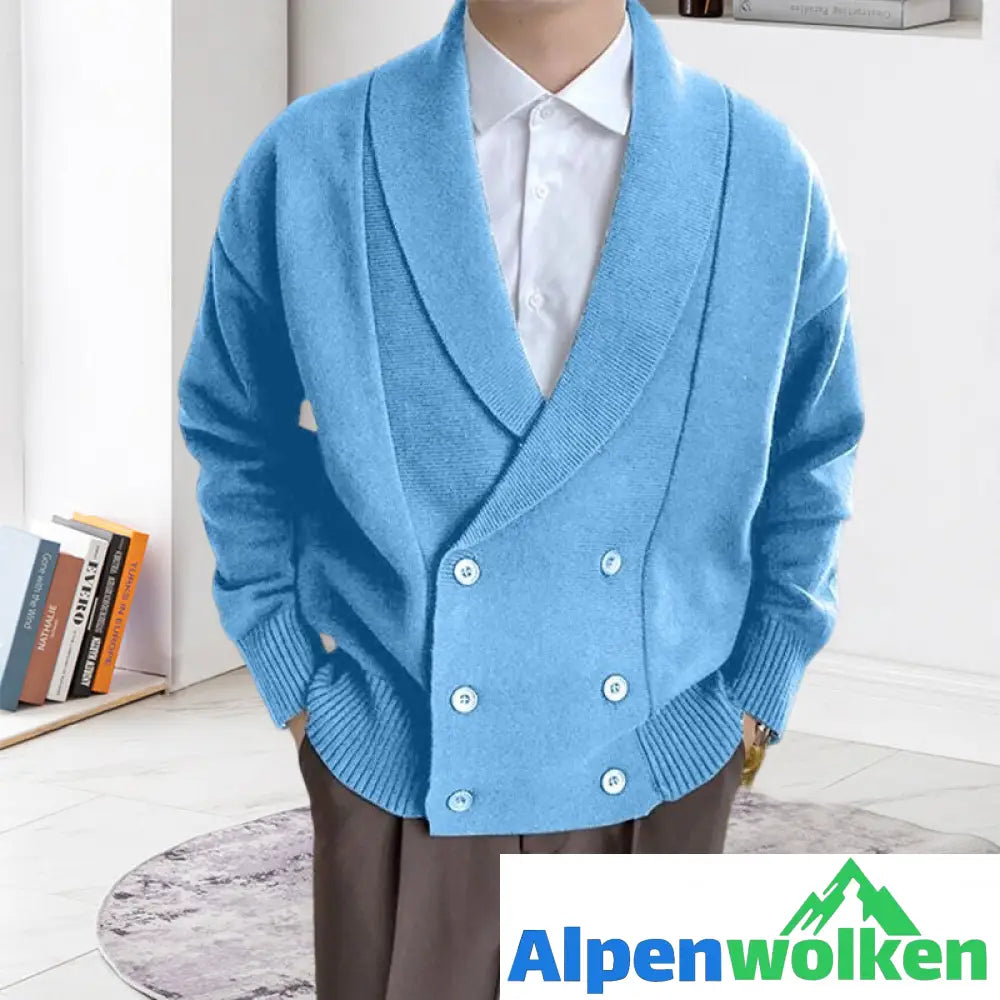 Alpenwolken - Vollfarbige geknöpfte Strickjacke