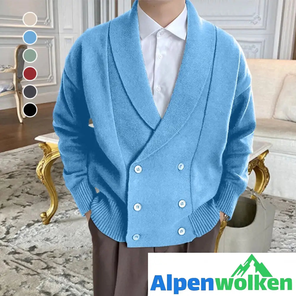 Alpenwolken - Vollfarbige geknöpfte Strickjacke