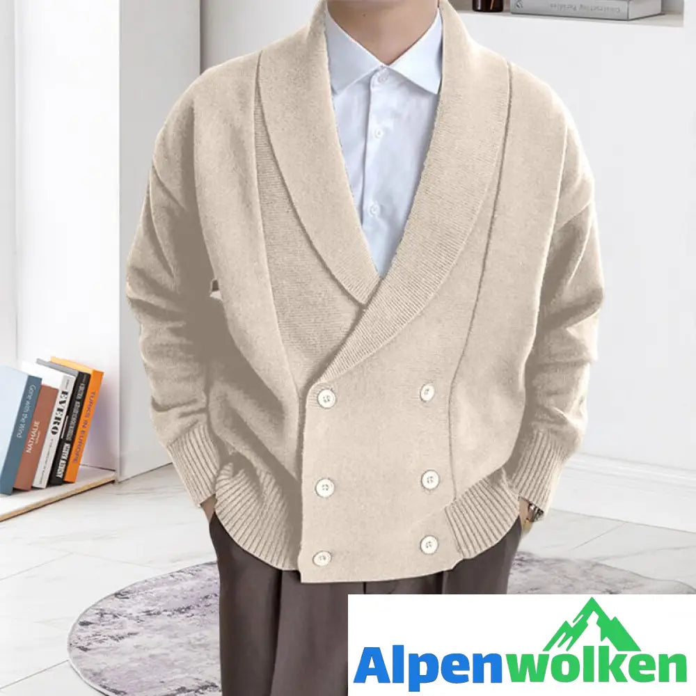 Alpenwolken - Vollfarbige geknöpfte Strickjacke