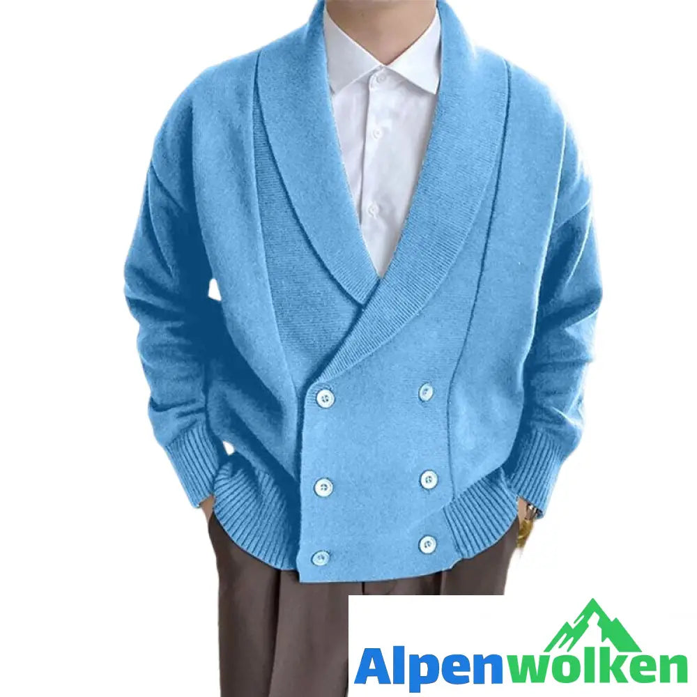 Alpenwolken - Vollfarbige geknöpfte Strickjacke